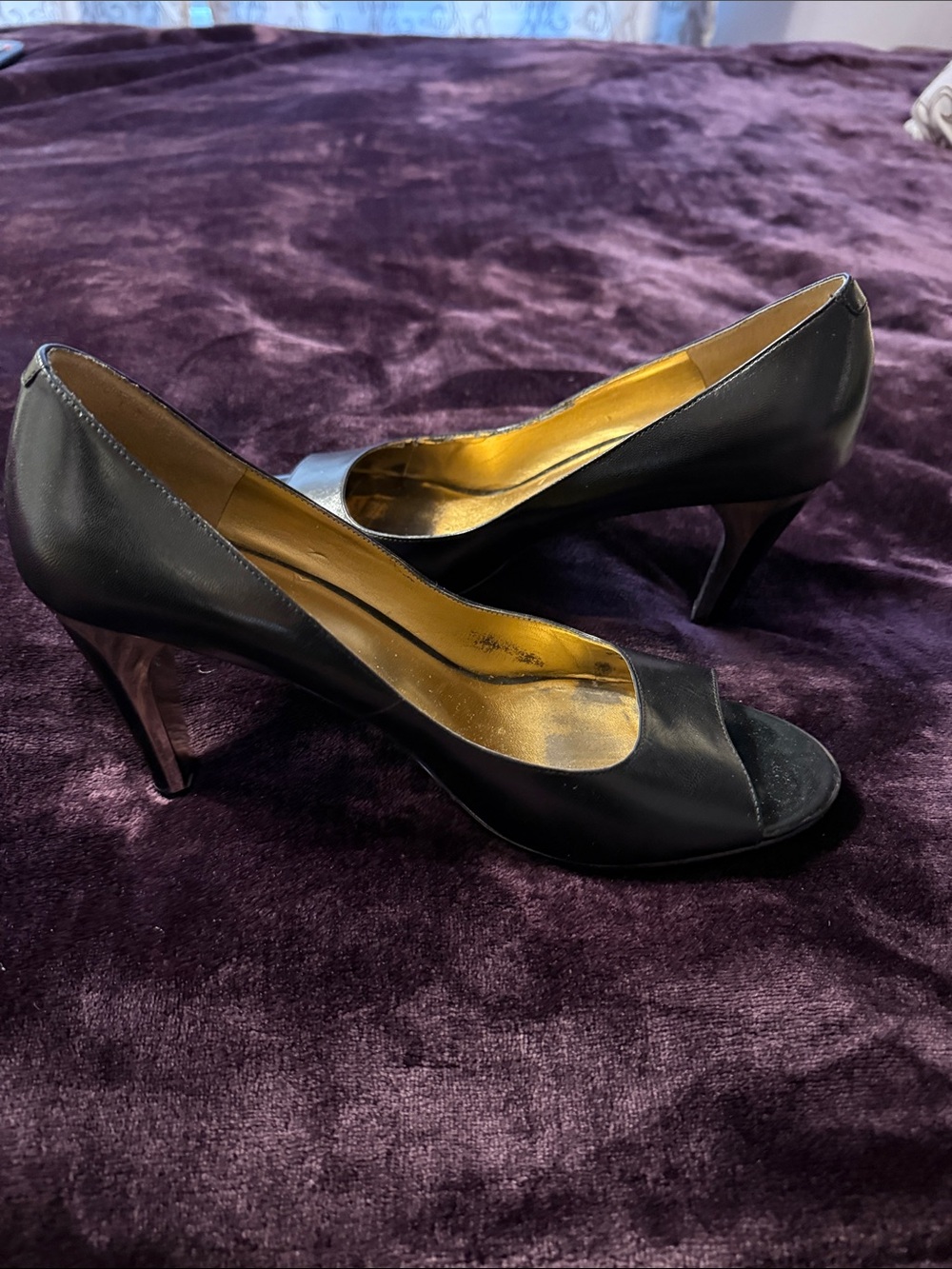 Black Women's Peep-Toe High Heels